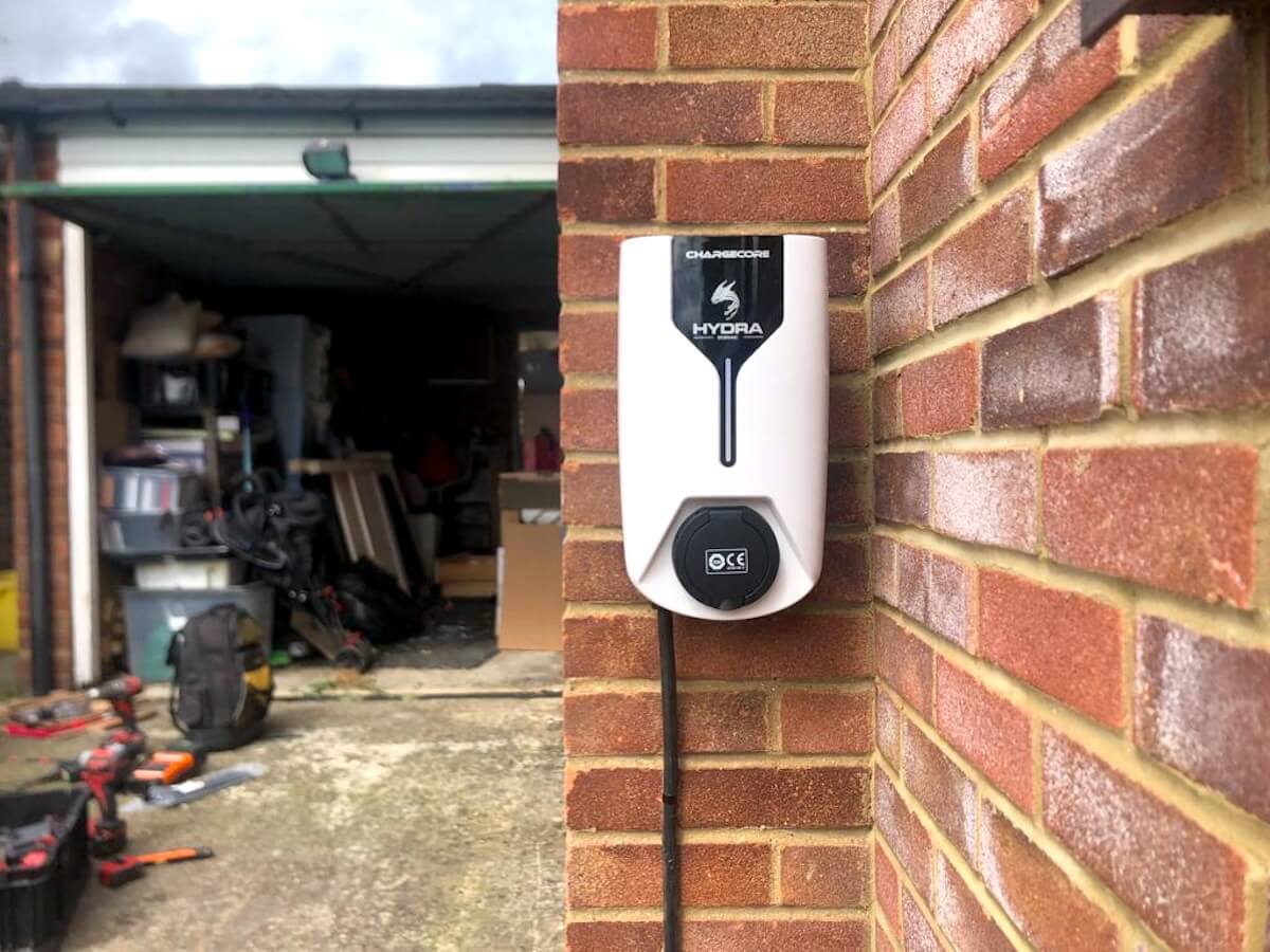 Installation of a Pod Point electric vehicle charger in St Albans
